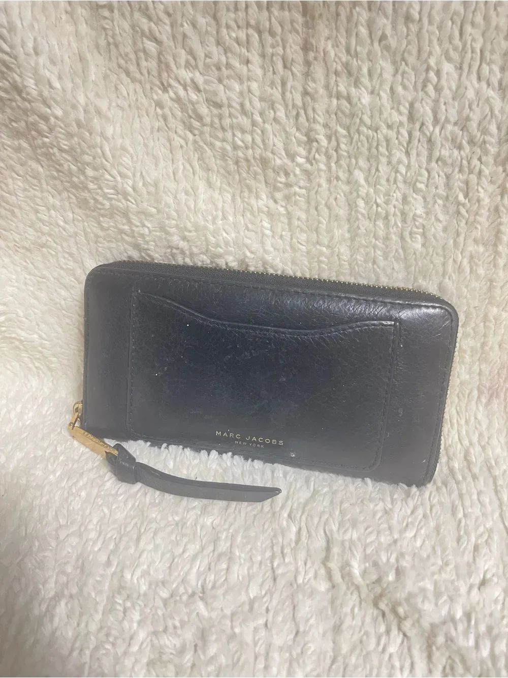 Marc Jacobs Black Leather Zip-Around Wallet with Wristlet
